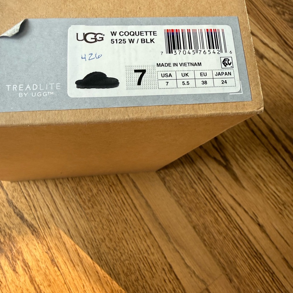 UGG Black Suede Shearling Slippers - Picture 7 of 7